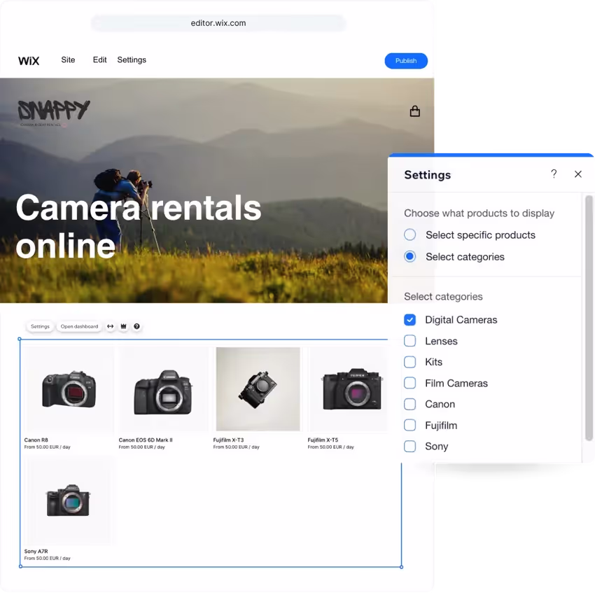 Wix website editor with TWICE