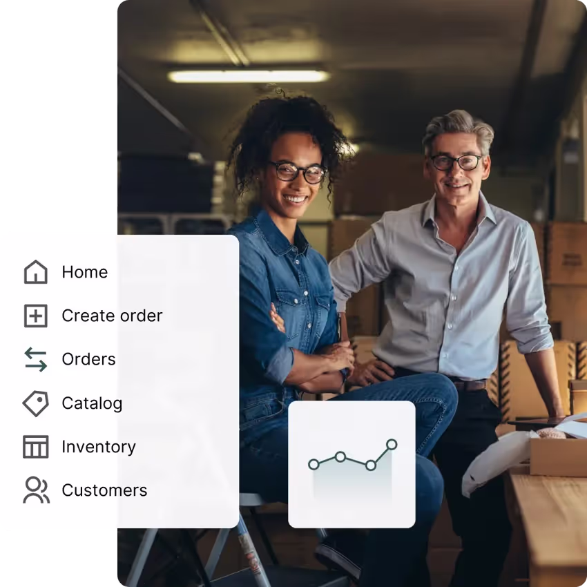 Dashboard mockup with 2 people standing