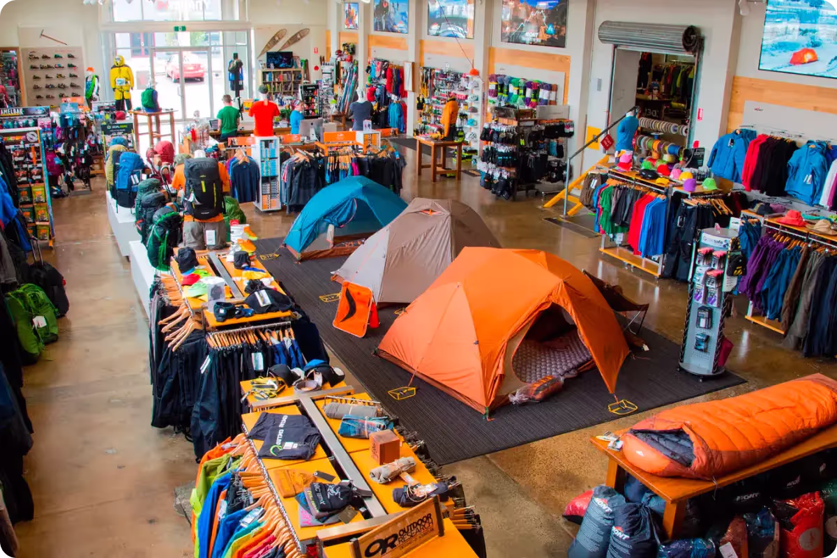Mon't retail shop filled with adventure equipment.